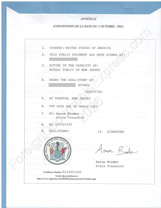 New Jersey apostille 2026 NJ Hague apostille look in 2006